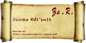Zsinka Rápolt névjegykártya